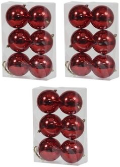 18x Kunststof kerstballen glanzend rood 10 cm kerstboom versiering/decoratie - Kerstbal
