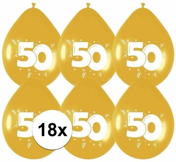 18x Leeftijd ballonnen Gouden ballonnen 50 jaar - Ballonnen Goudkleurig