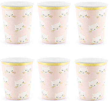 18x Poes/katten thema feest bekers 200 ml