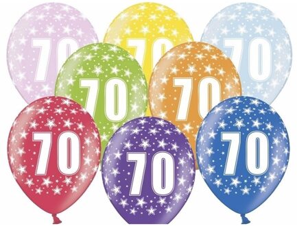 18x stuks Ballonnen 70 jaar print met sterretjes - Leeftijd feestartikelen en versiering