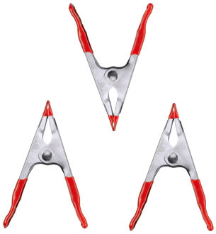 18x stuks lijmklemmen / zeilklemmen plaatstaal met rode kunststof greep 15 x 5 cm