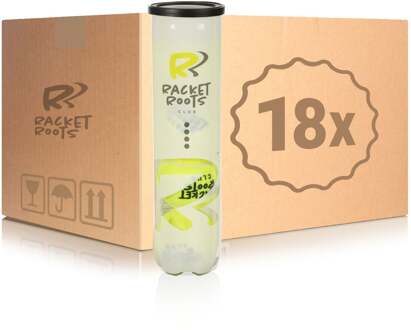 18x verpakking 4 stuks Club Tennisball In een doos geel - nosize