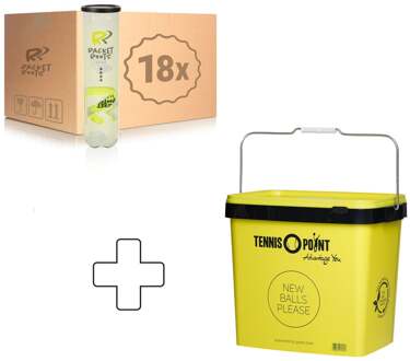 18x verpakking 4 stuks Club Tennisball Plus ballenemmer geel - nosize