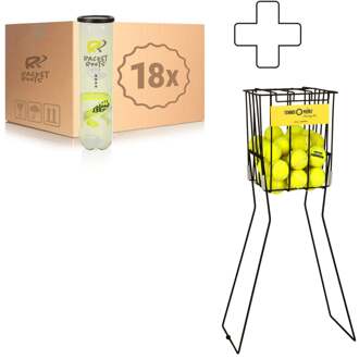 18x verpakking 4 stuks Club Tennisball Plus ballenmand geel - nosize