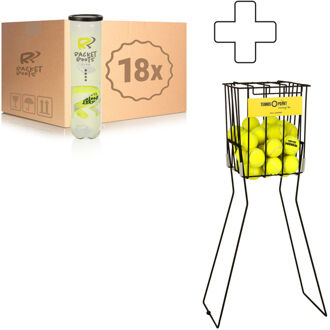 18x verpakking 4 stuks Club Tennisball Plus ballenmand geel - nosize