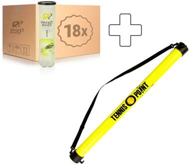 18x verpakking 4 stuks Club Tennisball Plus ballenverzamelbuis geel - nosize
