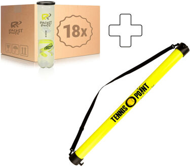 18x verpakking 4 stuks Club Tennisball Plus ballenverzamelbuis geel - nosize