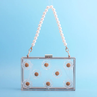 18x11CM 2020 Summer New Fashion Transparent Acrylic Flap Bag Daisy Chain Bag Messenger Bags Clutch Bag Dinner Bag a6139
