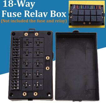 19.5X12X4.5 Cm Zwarte Auto Auto Automotive 18 Manier Zekering Relais Box Holder Blok Circuit Protector Terminal auto Auto Vervanging Deel