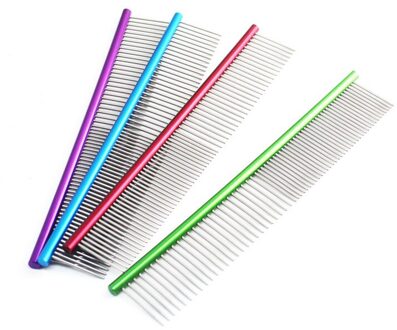 19 Cm Hond Kam Professionele Steel Trimmer Kam Rvs Grooming Kam Vergieten Haar Cleaning Grooming Gereedschap Rood