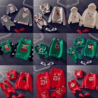 19 Colors Family Matching Outfits Christmas Family Look Clothes Tree Deer Sweaters New Year Father Mother Daughter Kid Clothing