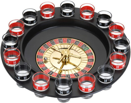 19-Delig roulette drinkspel - met 16 shots glazen - Ø30cm diameter