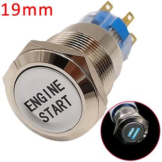 19 Mm Metalen Drukknop Led Schakelaar Waterdichte Motor Schakelaar Rvs Auto Auto Motorfiets Motor Starter blauw