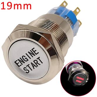 19 Mm Metalen Drukknop Led Schakelaar Waterdichte Motor Schakelaar Rvs Auto Auto Motorfiets Motor Starter rood