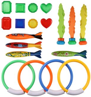 19 Pcs Duiken Spel Speelgoed Set Ringen Dive Onderwater Grappige Zwembad Voor Kids Kind Zomer Gooien Speelgoed Zwembad accessoires