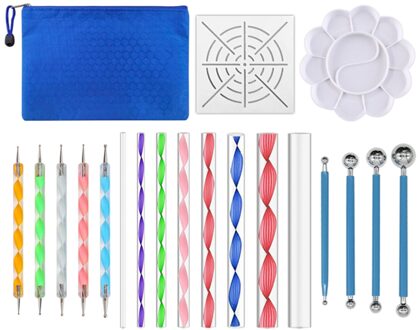 19 PCS Mandala Schilderen Puntjes Gereedschap met Puntjes Staven Bal Stylus Pen Stencil Verf Lade Borstels voor Rock Stof wall Art
