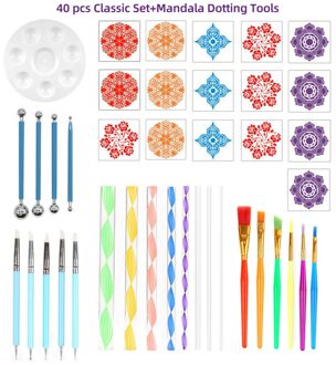 19 Stuk Mandala Puntjes Gereedschap Diy Schilderen Stencils Ball Stylus Palet Penselen Multifunctionele Embossing Dot Kit type 1