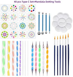 19 Stuk Mandala Puntjes Gereedschap Diy Schilderen Stencils Ball Stylus Palet Penselen Multifunctionele Embossing Dot Kit type 4