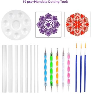 19 Stuk Mandala Puntjes Gereedschap Diy Schilderen Stencils Ball Stylus Palet Penselen Multifunctionele Embossing Dot Kit type 6