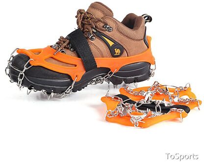 19 Tooth Rvs Ice Sneeuw Schoenen Stijgijzers Klimmen Gear Sneeuw Ijs Klimmen Schoen Grijpers Stijgijzers Voor Outdoor Winter Lopen oranje M