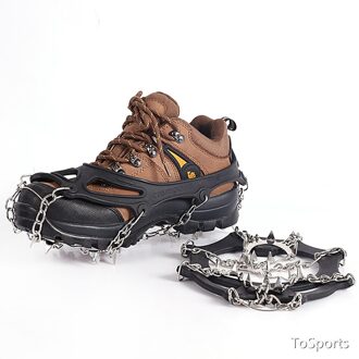 19 Tooth Rvs Ice Sneeuw Schoenen Stijgijzers Klimmen Gear Sneeuw Ijs Klimmen Schoen Grijpers Stijgijzers Voor Outdoor Winter Lopen zwart L