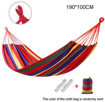 190*100Mm 2 Personen Gestreepte Hangmat Outdoor Leisure Bed Verdikte Canvas Opknoping Bed Slapen Swing Hangmat 2 Kleur rood