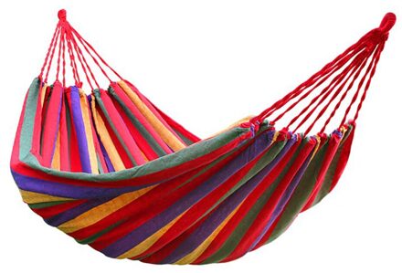 190 Cm X 80 Cm Streep Hangen Bed Canvas Hangmat 120Kg Sterk En Comfortabel (Rood)