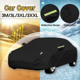 190T Materialen Zwart Full Car Cover M/L/Xl/Xxl Outdoor Indoor Waterdichte Zonnebrandcrème Anti Uv stofdicht Wind Sneeuw Slip XXL 530x200x150cm