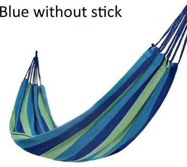 190X150Cm Ultralight Camping Hangmat Met Rugzak Rainbow Outdoor Leisure Draagbare Hangmat Canvas Zonder Stand blauw nee stick