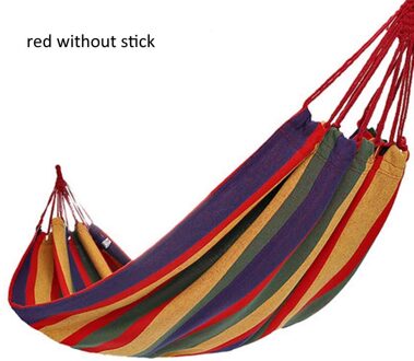 190X150Cm Ultralight Camping Hangmat Met Rugzak Rainbow Outdoor Leisure Draagbare Hangmat Canvas Zonder Stand rood nee stick