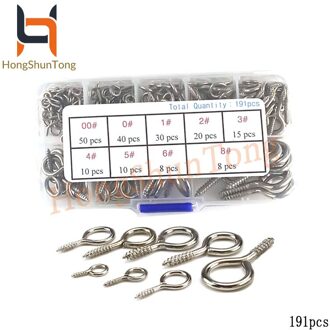 191Pcs Kleine Schroef Eye Vernikkeld Metalen Cup Haken Eye Shape Schroef Combinatie Set Haken Zelftappende Schroeven haken Ring