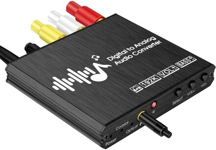 192Khz Optische Coaxiale Naar Rca 3.5Mm Jack Adapter Bass Aanpassing Volumeregeling Digitale Audio Analoog Converter Met remote