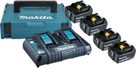 197626-8 18V Li-Ion accu starterset (4x 5.0Ah) + duolader in Mbox