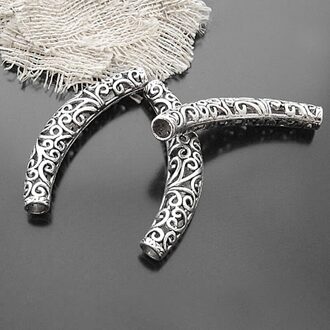 (19909)4 Stuks 60X10 Mm Antieke Stijl Zinklegering Decoratieve Armbanden Arcuated Buis Sieraden Bevindingen Accessoires