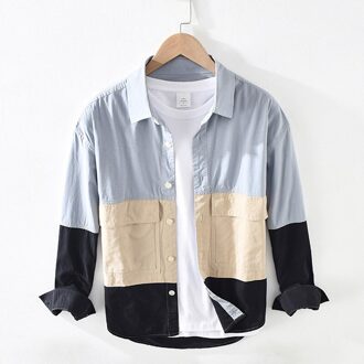 1995 Trend Mannen Katoen Werk Shirt Japanse Casual Kleuraanpassing Vierkante Kraag Pocket Shirt Jas Xxxl