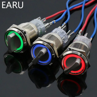 19mm Self-return Momentary Self-locking Fixation Waterproof DPDT Illuminated Metal Selector Rotary Switch 2/3 Position with LED