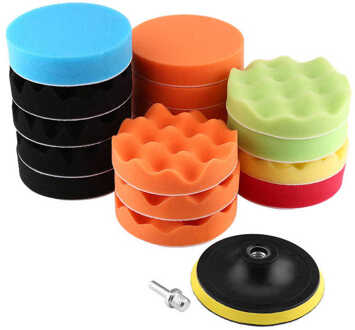 19Pcs 4 "5" 6 "Auto Polijsten Sponge Buffing Polijsten Pad Disc Kit Voor Auto Polijstmachine buffer Met Boor Adapter 4duim