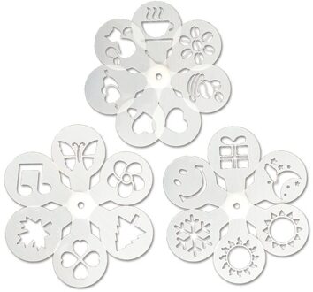 19Pcs Food-Grade Pet Koffie Afdrukken Model Fancy Latte Chocolade Patroon Schuim Spuiten Taart Stencils Tekening Cappuccino mallen