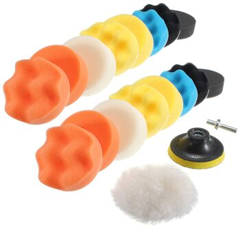 19Pcs Polijsten Kit Buffing Pad 3 Inch Wiel Polijsten Kegel Auto Body Wielen Zorg Auto Styling Foam Borstels Cleaning gereedschap M14