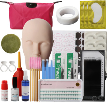 19pcs Professional Training Eyelashes kit False Eyelash Extension Grafting Practice Curl Glue Tweezer Tools Set Dropshipping J75