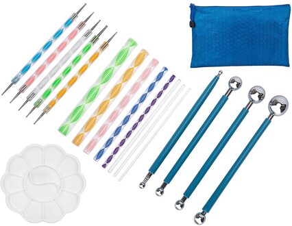 19Pcs Puntjes Gereedschap Voor Schilderen Mandalas Rotsen Dot Art Stencil Bal Stylus Set Sculpting Carving Kit