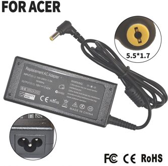 19V 3.42A Laptop Notebook Power Adapter Voor Acer Aspire Charger 5580 5570 5500 3810T 5500 5570 5560 4730 4715 4810T 4745G