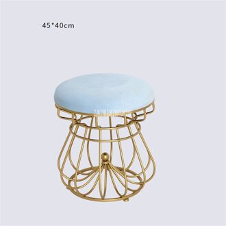 19XS272 Moderne Eenvoudige Stof Hoge Elasticiteit Spons Creatieve Ronde Doek Kruk Slaapkamer Schoonheidssalon Make Up Verandering Schoen Kruk baby blauw