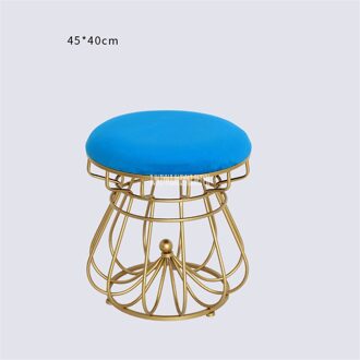 19XS272 Moderne Eenvoudige Stof Hoge Elasticiteit Spons Creatieve Ronde Doek Kruk Slaapkamer Schoonheidssalon Make Up Verandering Schoen Kruk Blauw