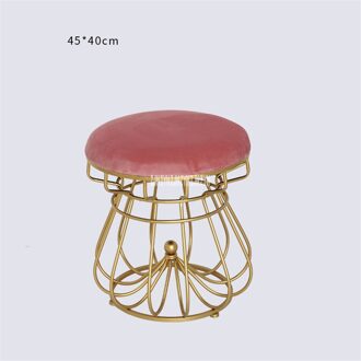 19XS272 Moderne Eenvoudige Stof Hoge Elasticiteit Spons Creatieve Ronde Doek Kruk Slaapkamer Schoonheidssalon Make Up Verandering Schoen Kruk Roze