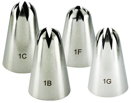 # 1B # 1C # 1E #1G Rvs Piping Nozzles 4Pcs Icing Piping Nozzles Cookie Cupcake pastry Nozzles Cake Decorating Gereedschap 4stk
