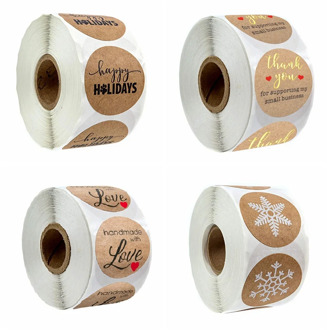 1Inch Natural Kraft Paper Thank You Stickers seal labes Print gift Packaging stationery sticker 50 Labels Per Roll