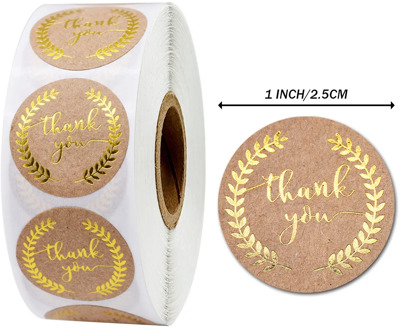 1Inch Round 50Pcs Thank You Sticker wad with Gold Leaf Olive Branch Stickers for Local Handmade Gift Sticker Gold Seal Labels