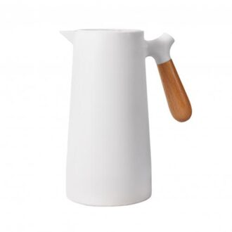 1L Thuis Thermische Kolf Europese Koffiezetapparaat Glas Liner Pot Massief Houten Handvat Isolatie Waterkoker wit