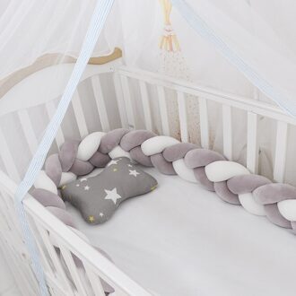 1M/2M/3M/4M Baby Bumper Crib Cot Protector Baby Bebe Beddengoed Set voor Baby Boy Girl Braid Knoop Kussen Kussen Room Decor grijs grijs wit / 1M